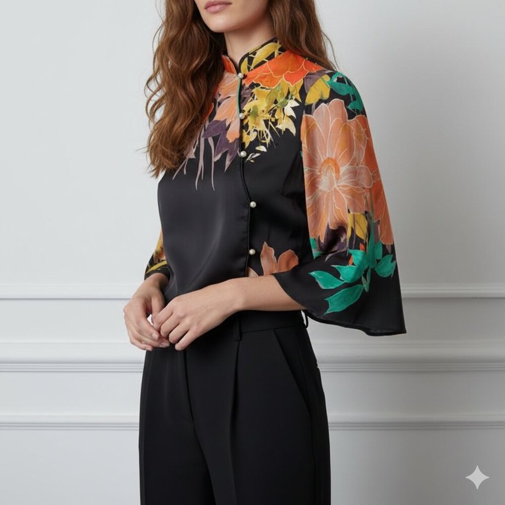 Zara Floral Inspired Bodysuit Size M